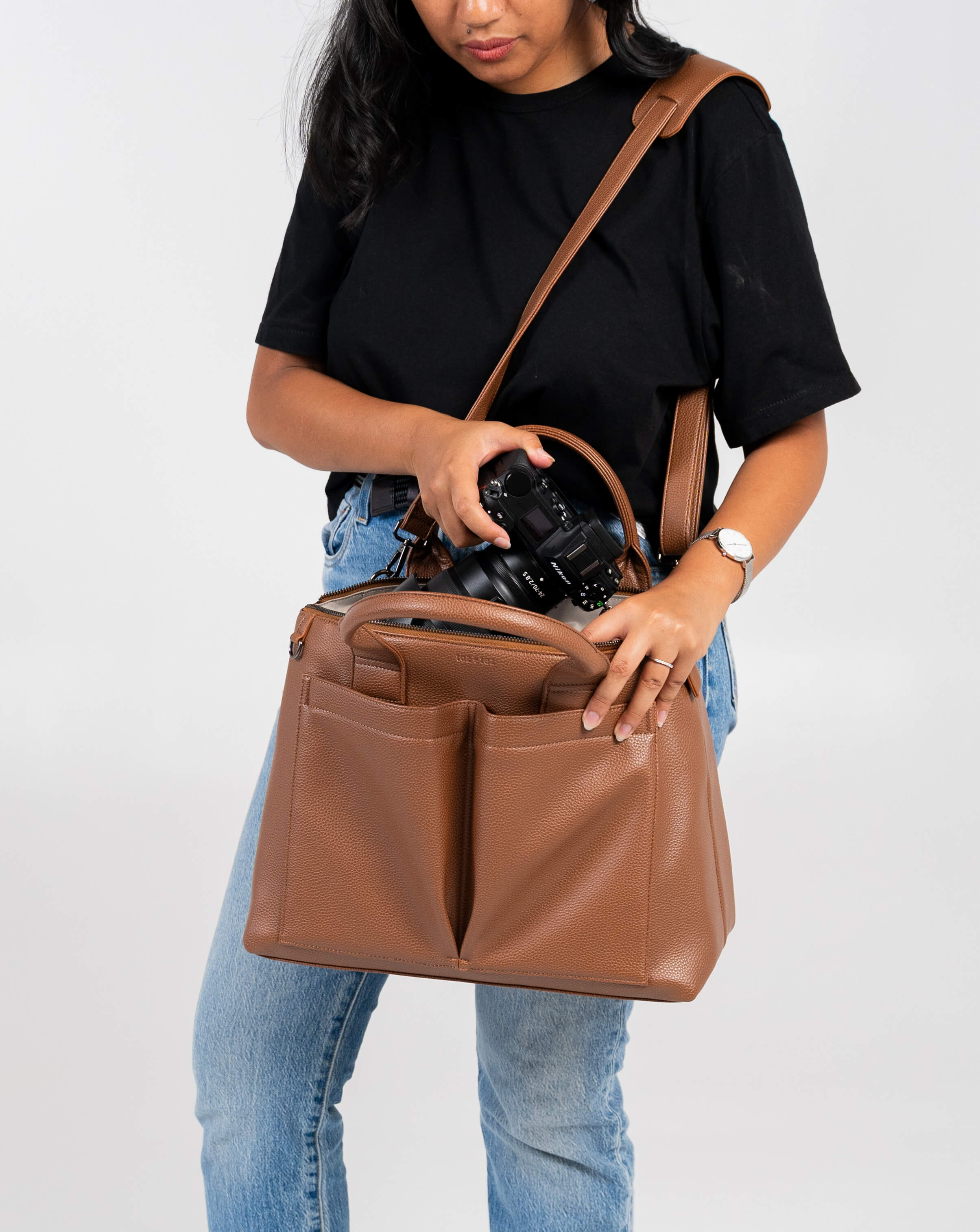 Pippa Camera Bag with Caddy (Tan)-11