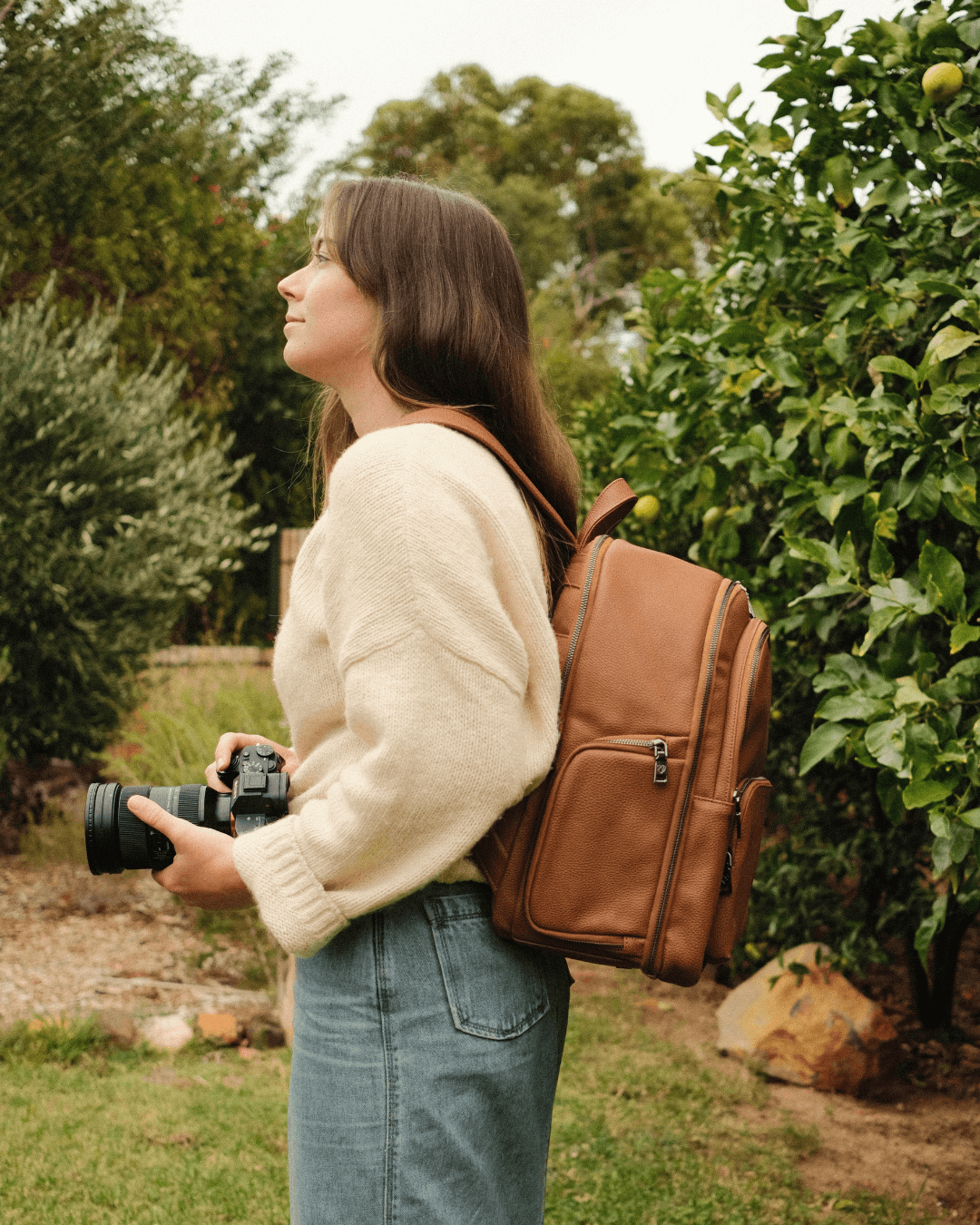 Tildy Carryall Camera Backpack (Tan)-6