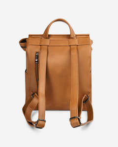 stylish camera bag backpack tan back view