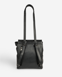 black stylish camera bag backpack black converts to shoulder bag back view